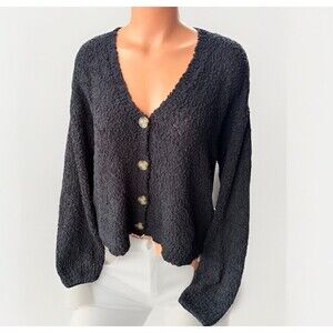 Social Standard Sanctuary Black Chunky Cardigan Sweater Size L